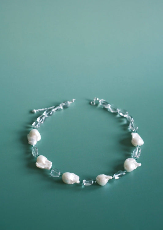 Prasiolite & Baroque Pearl Harmony Necklace