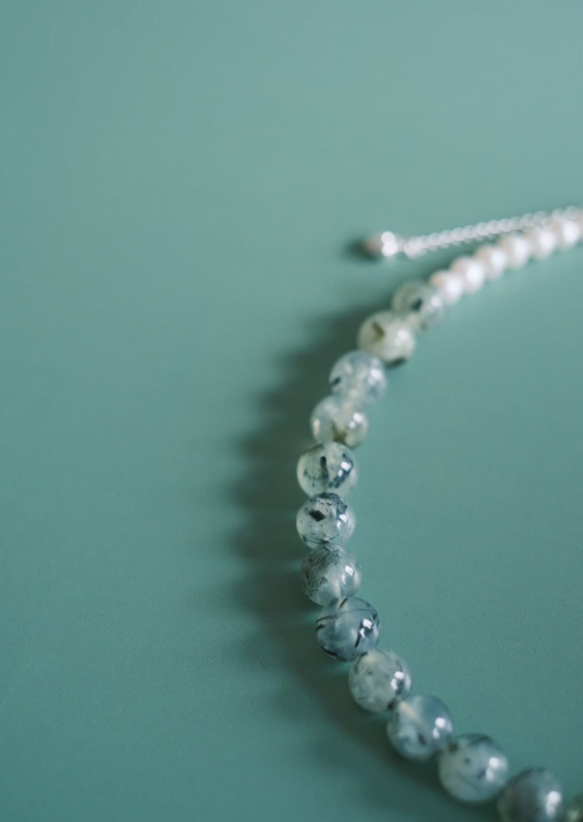 Moss Agate & Cornflake Pearl Serenity Necklace