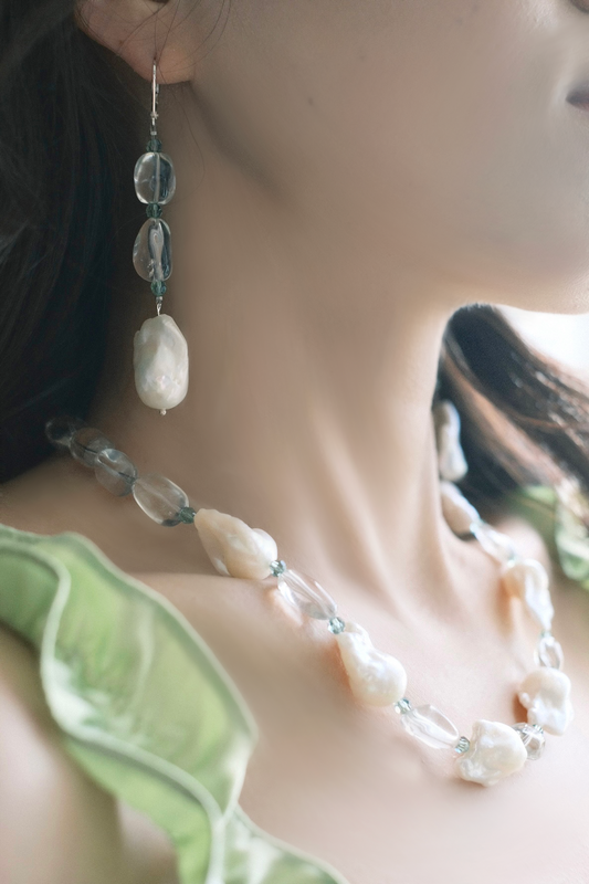 Prasiolite & Baroque Pearl Harmony Necklace